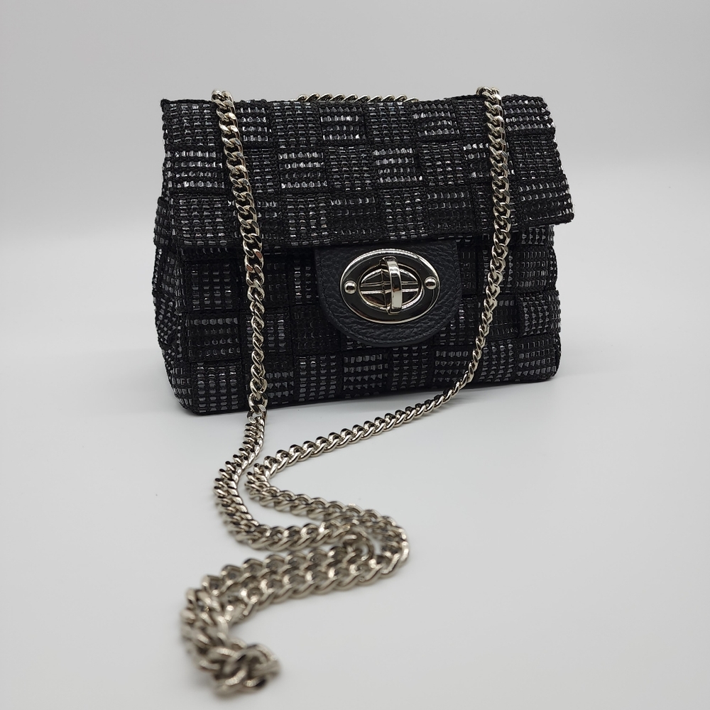 Alma Tonutti Handmade Italian Artisan Black Metallic Woven Crossbody Handbag - Picture 3 of 16